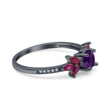 Art Deco Round Natural Stone Floral Ring