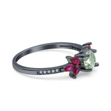 Art Deco Round Natural Stone Floral Ring