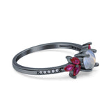 Art Deco Round Natural Stone Floral Ring