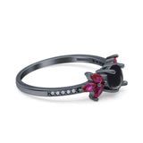 Art Deco Round Natural Stone Floral Ring