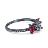 Art Deco Round Natural Stone Floral Ring