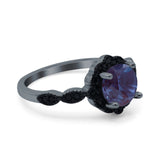 Art Deco Round Natural Stone Floral Ring