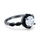 Art Deco Round Natural Stone Floral Ring