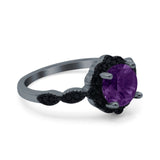 Art Deco Round Natural Stone Floral Ring