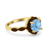 Art Deco Round Natural Stone Floral Ring