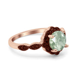 Art Deco Round Natural Stone Floral Ring