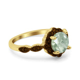 Art Deco Round Natural Stone Floral Ring