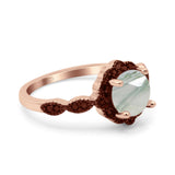 Art Deco Round Natural Stone Floral Ring