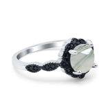 Art Deco Round Natural Stone Floral Ring