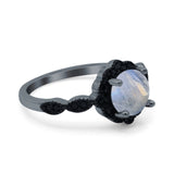 Art Deco Round Natural Stone Floral Ring