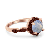 Art Deco Round Natural Stone Floral Ring