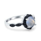 Art Deco Round Natural Stone Floral Ring