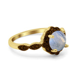 Art Deco Round Natural Stone Floral Ring