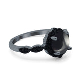 Art Deco Round Natural Stone Floral Ring