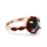 Art Deco Round Natural Stone Floral Ring