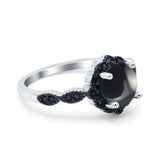 Art Deco Round Natural Stone Floral Ring