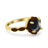 Art Deco Round Natural Stone Floral Ring