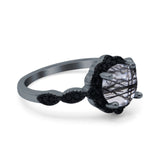 Art Deco Round Natural Stone Floral Ring