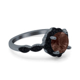 Art Deco Round Natural Stone Floral Ring