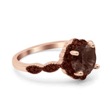 Art Deco Round Natural Stone Floral Ring