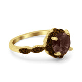 Art Deco Round Natural Stone Floral Ring