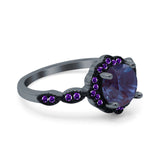 Art Deco Round Natural Stone Floral Ring