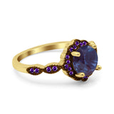 Art Deco Round Natural Stone Floral Ring