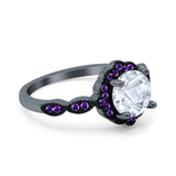 Art Deco Round Natural Stone Floral Ring