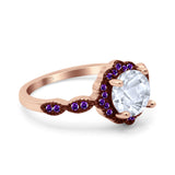 Art Deco Round Natural Stone Floral Ring