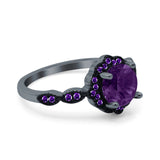 Art Deco Round Natural Stone Floral Ring