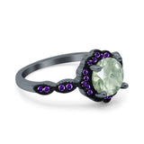 Art Deco Round Natural Stone Floral Ring