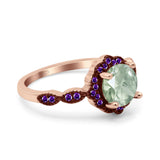 Art Deco Round Natural Stone Floral Ring