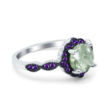 Art Deco Round Natural Stone Floral Ring