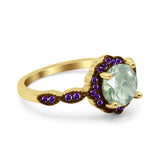 Art Deco Round Natural Stone Floral Ring