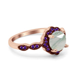 Art Deco Round Natural Stone Floral Ring