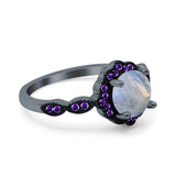 Art Deco Round Natural Stone Floral Ring