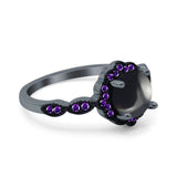 Art Deco Round Natural Stone Floral Ring