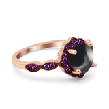 Art Deco Round Natural Stone Floral Ring