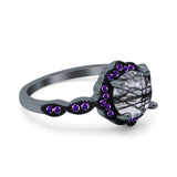 Art Deco Round Natural Stone Floral Ring