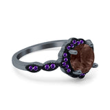 Art Deco Round Natural Stone Floral Ring