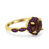 Art Deco Round Natural Stone Floral Ring