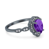 Vintage Style Pear Teardrop Natural Stone Ring