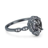 Vintage Style Pear Teardrop Natural Stone Ring