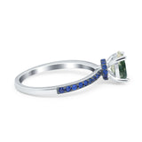 Two Tone Oval Natural Stone Wedding Ring