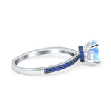 Two Tone Oval Natural Stone Wedding Ring