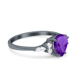 Vintage Style Pear Teardrop Natural Stone Ring