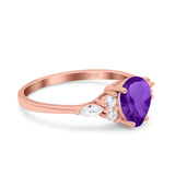 Vintage Style Pear Teardrop Natural Stone Ring