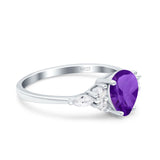 Vintage Style Pear Teardrop Natural Stone Ring