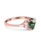 Vintage Style Pear Teardrop Natural Stone Ring