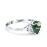 Vintage Style Pear Teardrop Natural Stone Ring